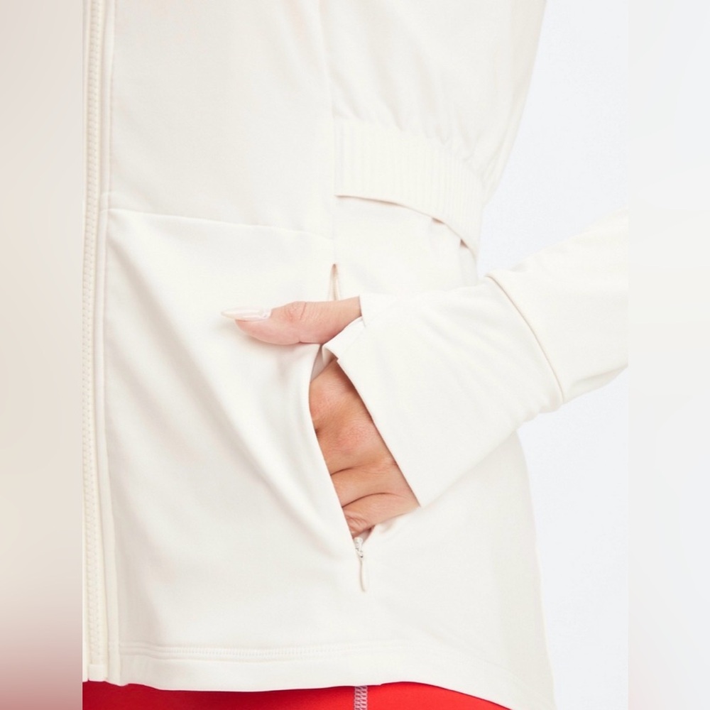Fabletics Trinity Performance Jacket Cream Zip At… - image 3